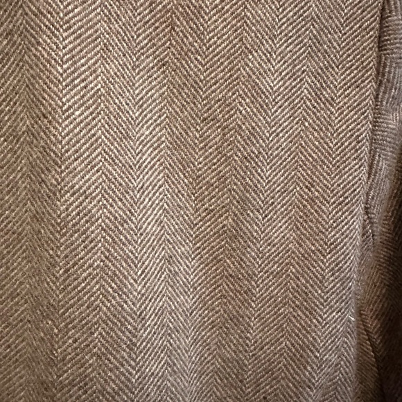 Zara mid-length tweed herringbone wool winter coat - long, oatmeal brown - Picture 7 of 16